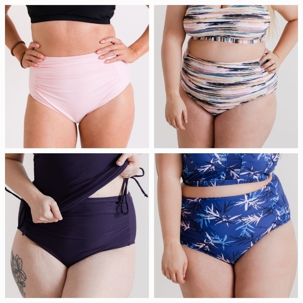 NWT 4 Pack High Waist Ruched Full Coverage Swimsuit Bikini Bottom 2XL